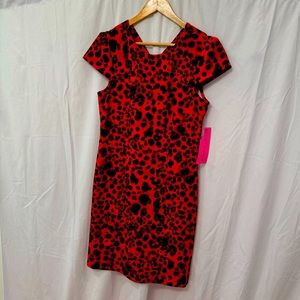 NWT Betsey Johnson Red & Black Animal Print Dress - size 12